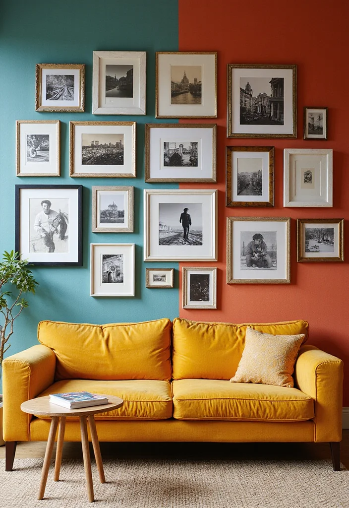 12 Picture Wall Ideas Living Room for Meaningful Visual Impact 78 12 Picture Wall Ideas Living Room for Meaningful Visual Impact 8. Bold Color Statement 2