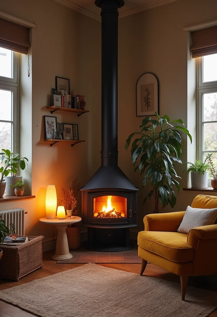 12 Small Living Room Ideas With Fireplace for Warm Cozy Layouts 1 12 Small Living Room Ideas With Fireplace for Warm Cozy Layouts - 1. Corner Fireplace Charm