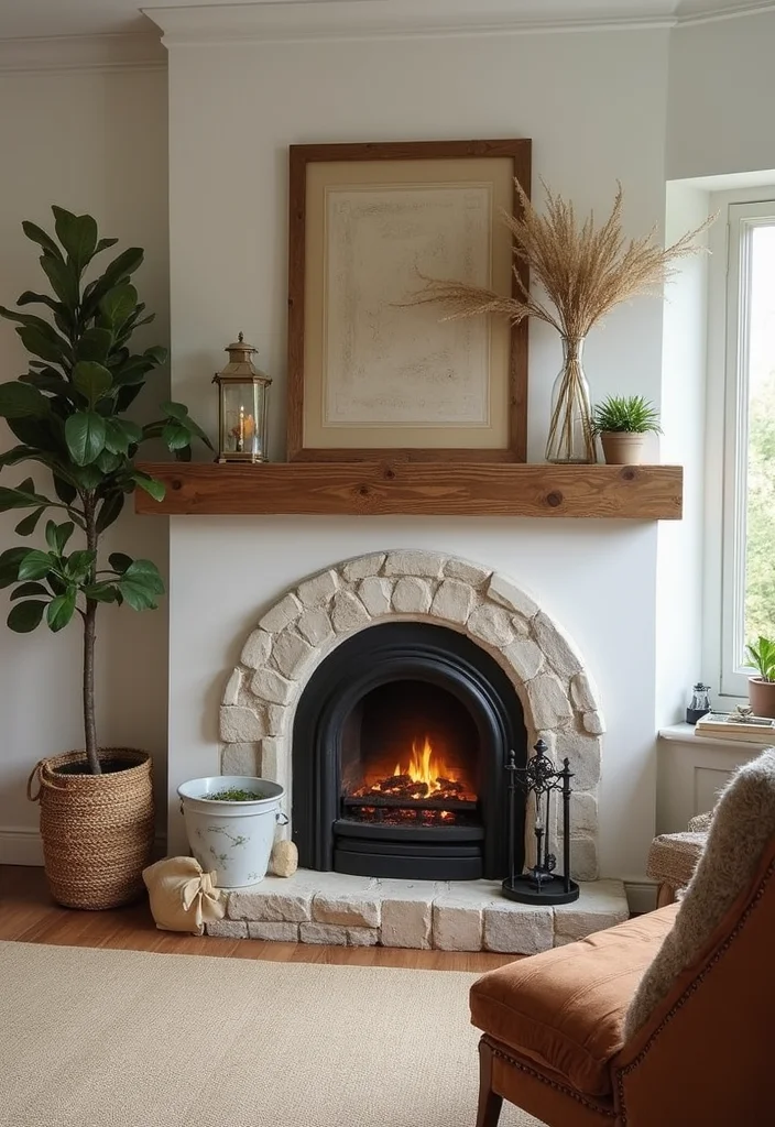 12 Small Living Room Ideas With Fireplace for Warm Cozy Layouts 23 12 Small Living Room Ideas With Fireplace for Warm Cozy Layouts - 3. Rustic Farmhouse Vibes