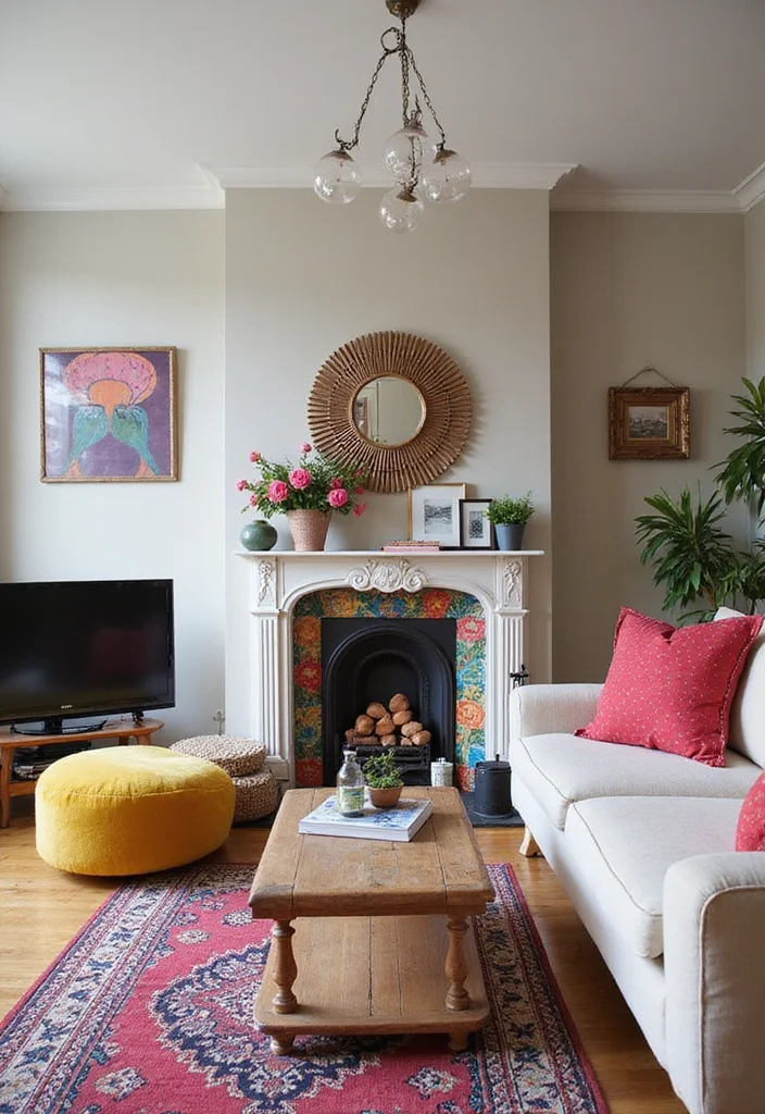 12 Small Living Room Ideas With Fireplace for Warm Cozy Layouts 56 12 Small Living Room Ideas With Fireplace for Warm Cozy Layouts - 6. Colorful Accents