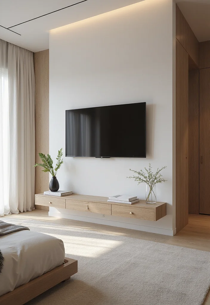 12 TV in Bedroom Ideas for Comfortable Viewing and Layout 1 12 TV in Bedroom Ideas for Comfortable Viewing and Layout - 1. Wall-Mounted TV for a Sleek Look