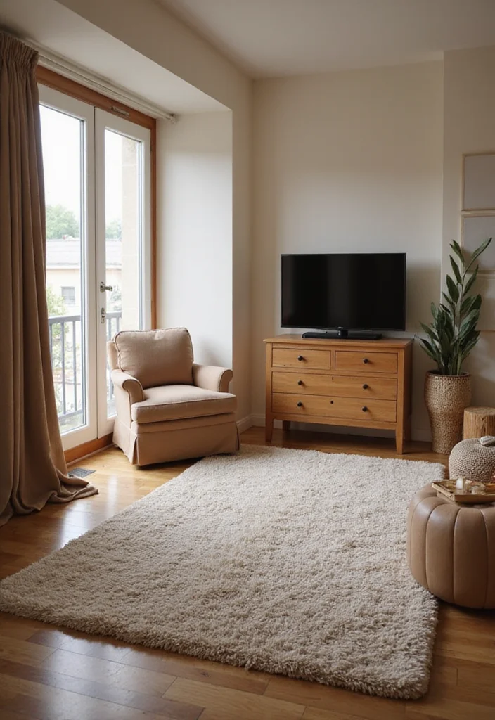 12 TV in Bedroom Ideas for Comfortable Viewing and Layout 45 12 TV in Bedroom Ideas for Comfortable Viewing and Layout - 5. Use an Area Rug for Delineation