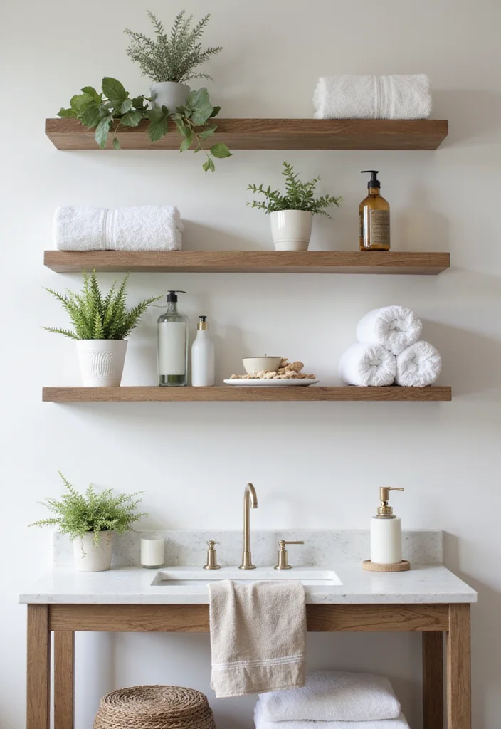 12 Vanity Ideas for Better Storage and Clean Style 1. Floating Shelves for Minimalist Magic 2