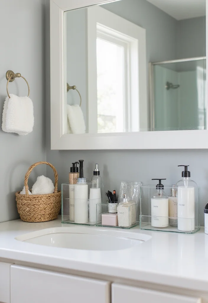 12 Vanity Ideas for Better Storage and Clean Style 11. Clear Storage Containers 2