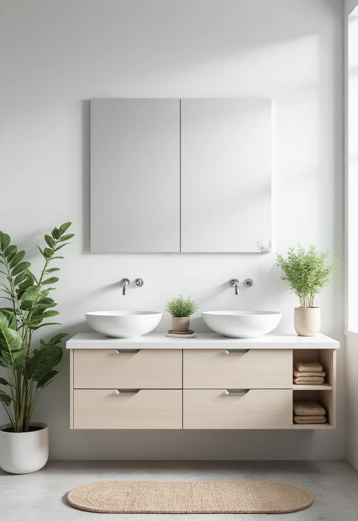 12 Vanity Ideas for Better Storage and Clean Style 7. A Touch of Greenery 2