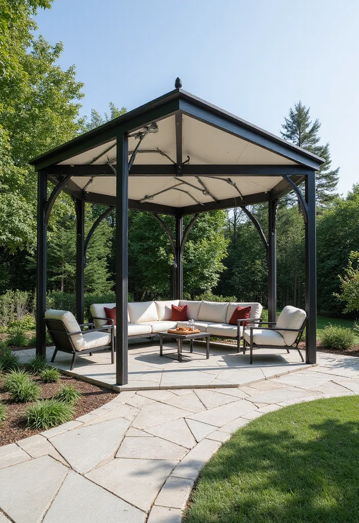 14 Backyard Gazebo Ideas for Relaxed Outdoor Gathering Spaces 12 14 Backyard Gazebo Ideas for Relaxed Outdoor Gathering Spaces - 2. Modern Minimalist Structure
