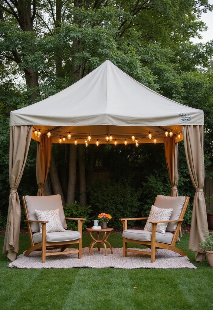 14 Backyard Gazebo Ideas for Relaxed Outdoor Gathering Spaces 34 14 Backyard Gazebo Ideas for Relaxed Outdoor Gathering Spaces - 4. Eco-Friendly Canvas Canopy