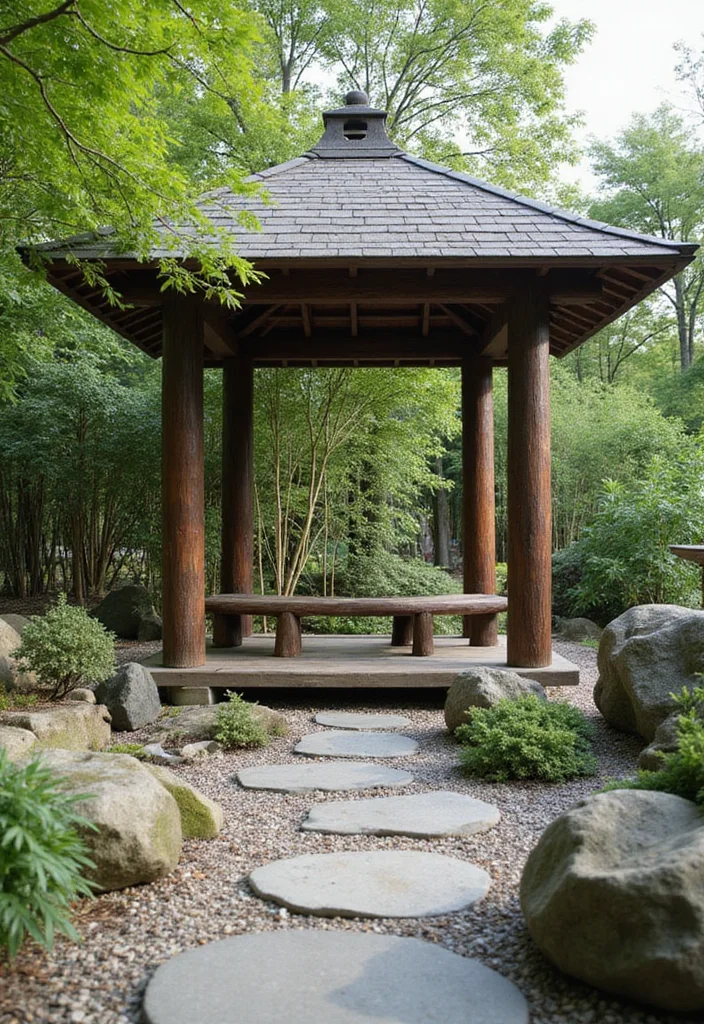 14 Backyard Gazebo Ideas for Relaxed Outdoor Gathering Spaces 67 14 Backyard Gazebo Ideas for Relaxed Outdoor Gathering Spaces - 7. Zen Garden Gazebo