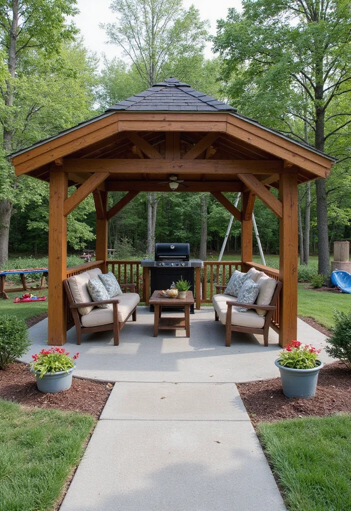 14 Backyard Gazebo Ideas for Relaxed Outdoor Gathering Spaces 78 14 Backyard Gazebo Ideas for Relaxed Outdoor Gathering Spaces - 8. Family Fun Pavilion