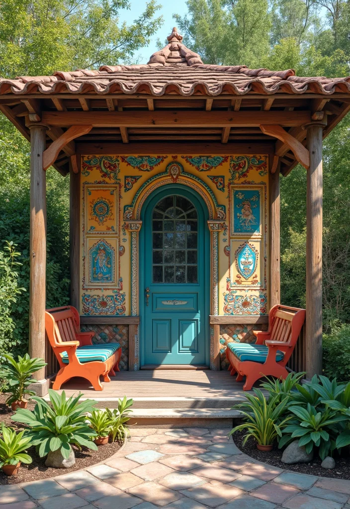 14 Backyard Gazebo Ideas for Relaxed Outdoor Gathering Spaces 89 14 Backyard Gazebo Ideas for Relaxed Outdoor Gathering Spaces - 9. Artistic Expression Gazebo