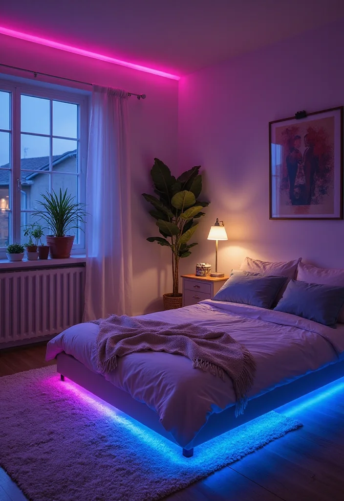 14 Bedroom Lighting Ideas for Soft Bright Inviting Atmosphere 111 14 Bedroom Lighting Ideas for Soft Bright Inviting Atmosphere 11. Ambient Color Changing Lights