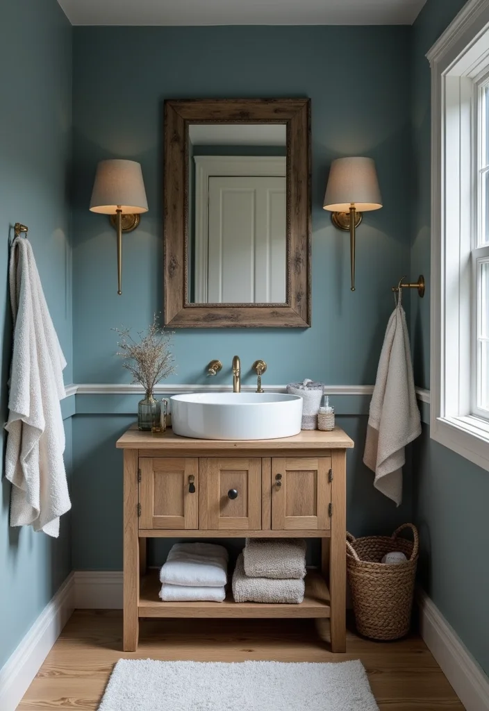 14 Blue Bathroom Ideas for Calm Fresh Modern Appeal 122 14 Blue Bathroom Ideas for Calm Fresh Modern Appeal - 12. Muted Denim Blue Comfort