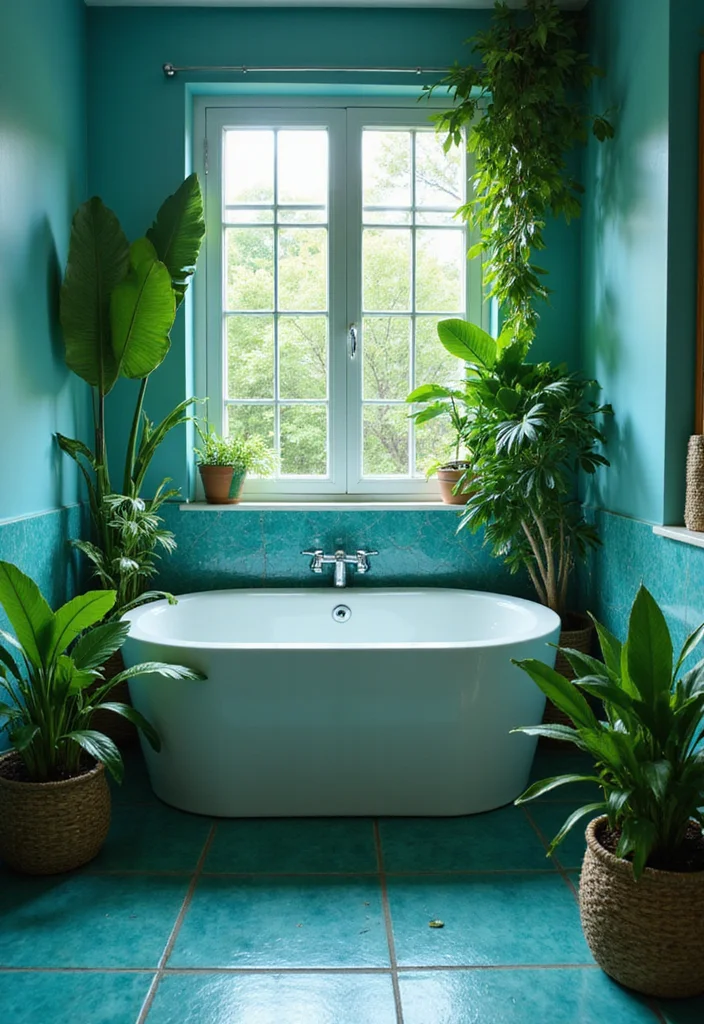14 Blue Bathroom Ideas for Calm Fresh Modern Appeal 133 14 Blue Bathroom Ideas for Calm Fresh Modern Appeal - 13. Tropical Blue Green Fusion
