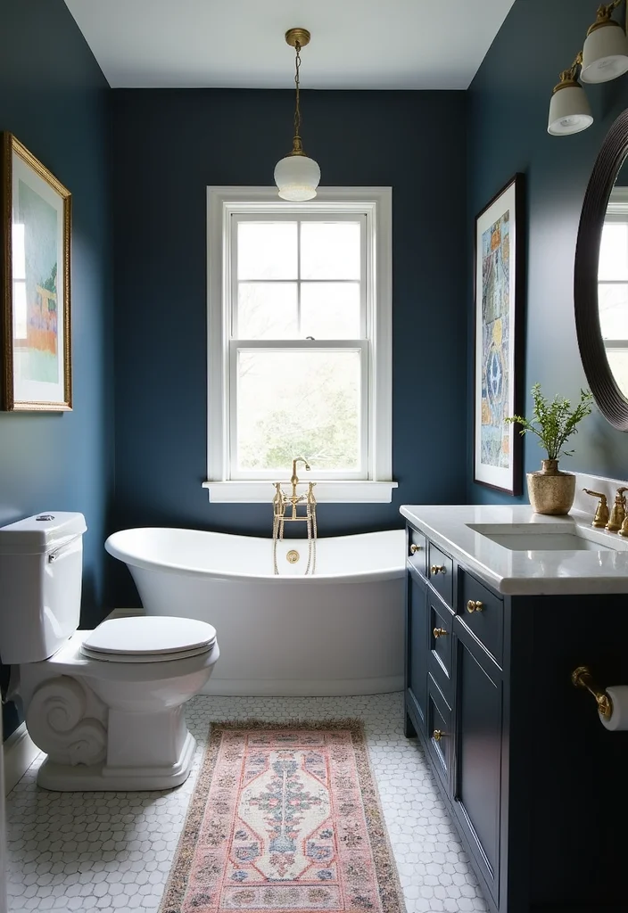14 Blue Bathroom Ideas for Calm Fresh Modern Appeal 12 14 Blue Bathroom Ideas for Calm Fresh Modern Appeal - 2. Nautical Navy Elegance