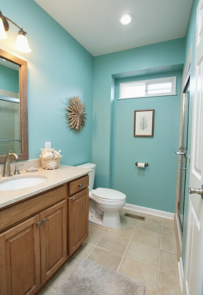 14 Blue Bathroom Ideas for Calm Fresh Modern Appeal 23 14 Blue Bathroom Ideas for Calm Fresh Modern Appeal - 3. Coastal Aqua Vibes