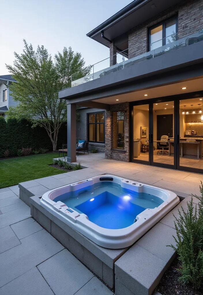 14 Built In Hot Tub Ideas Backyard for Sleek Modern Relaxation 100 14 Built In Hot Tub Ideas Backyard for Sleek Modern Relaxation - 10. Smart Technology Integration