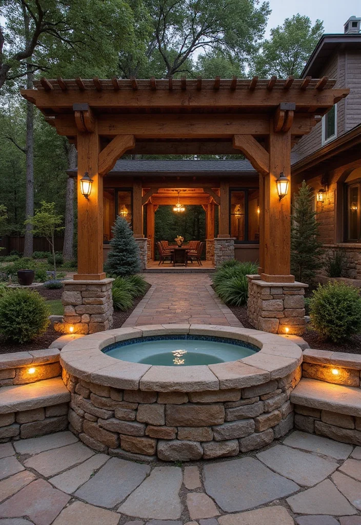 14 Built In Hot Tub Ideas Backyard for Sleek Modern Relaxation 12 14 Built In Hot Tub Ideas Backyard for Sleek Modern Relaxation - 2. Rustic Elegance