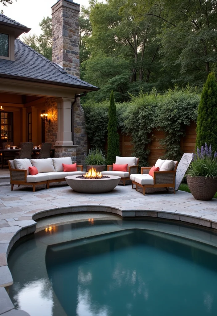 14 Built In Hot Tub Ideas Backyard for Sleek Modern Relaxation 67 14 Built In Hot Tub Ideas Backyard for Sleek Modern Relaxation - 7. Elegant Lounge Area