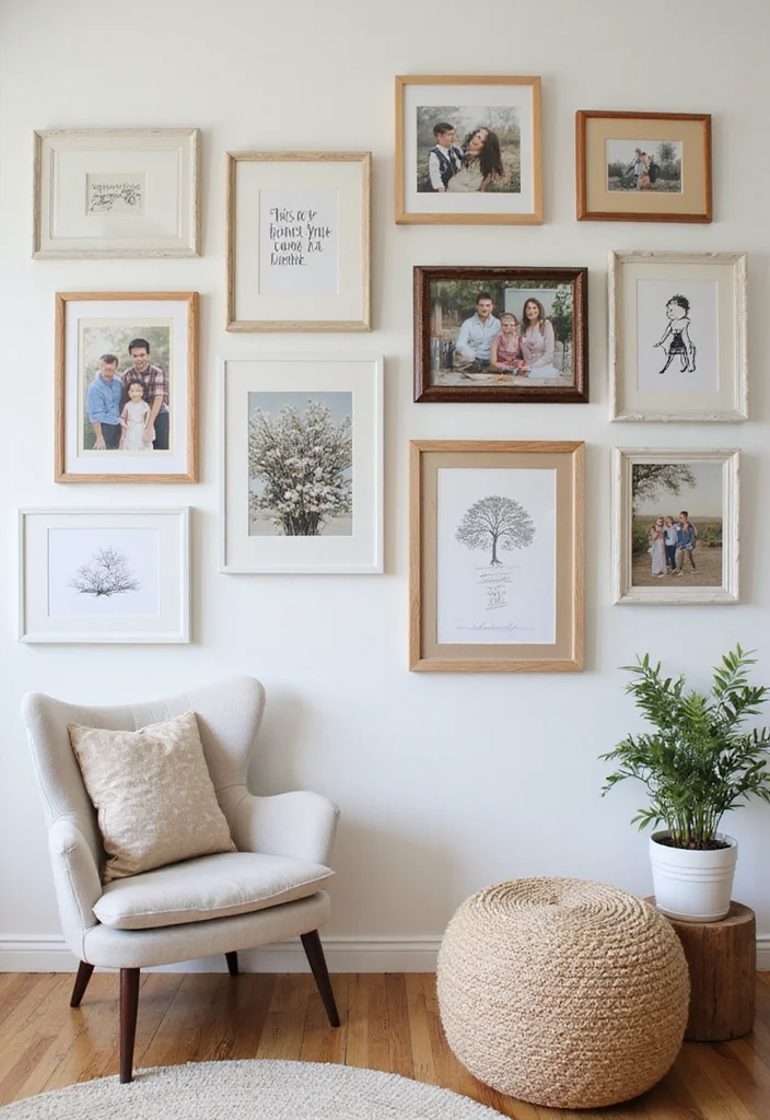 14 Cheap Living Room Ideas for Affordable Beautiful Style 12 14 Cheap Living Room Ideas for Affordable Beautiful Style - 2. DIY Art Gallery Wall