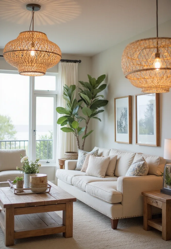 14 Coastal Living Room Ideas for Breezy Light Comfortable Style 67 14 Coastal Living Room Ideas for Breezy Light Comfortable Style - 7. Stylish Lighting Fixtures