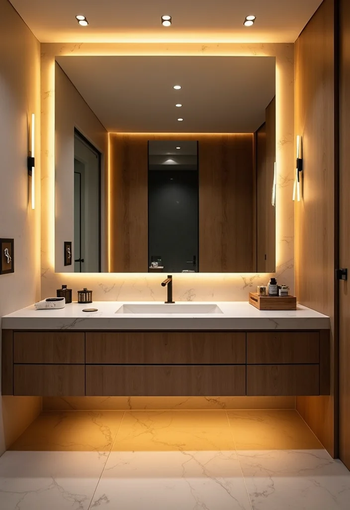 14 Guest Bathroom Ideas for Welcoming Easy to Maintain Spaces 12 14 Guest Bathroom Ideas for Welcoming Easy to Maintain Spaces - 2. Energy-Efficient Lighting