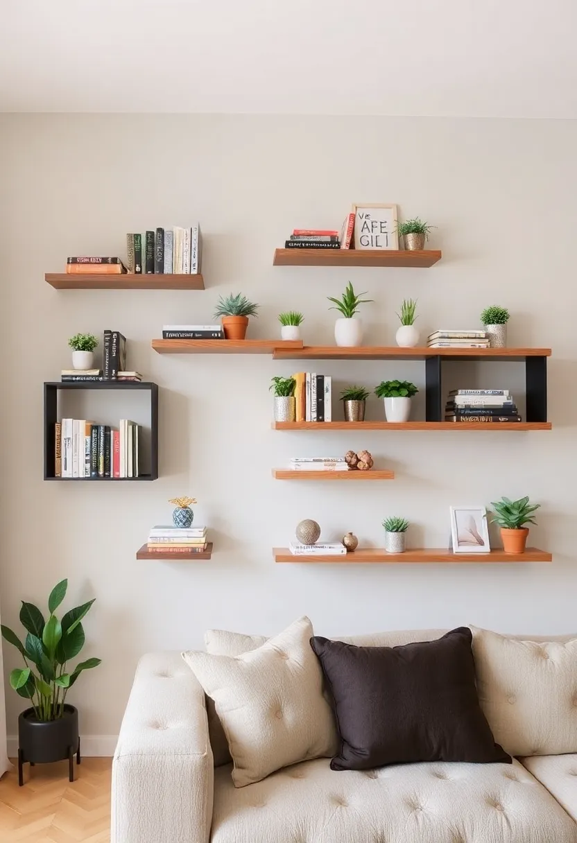 14 Shelving Ideas for Living Room for Smart Storage and Style 1 14 Shelving Ideas for Living Room for Smart Storage and Style - 1. Floating Shelves for a Minimalist Touch