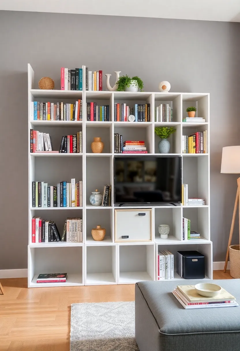 14 Shelving Ideas for Living Room for Smart Storage and Style 78 14 Shelving Ideas for Living Room for Smart Storage and Style - 8. Multi-Functional Cube Shelving