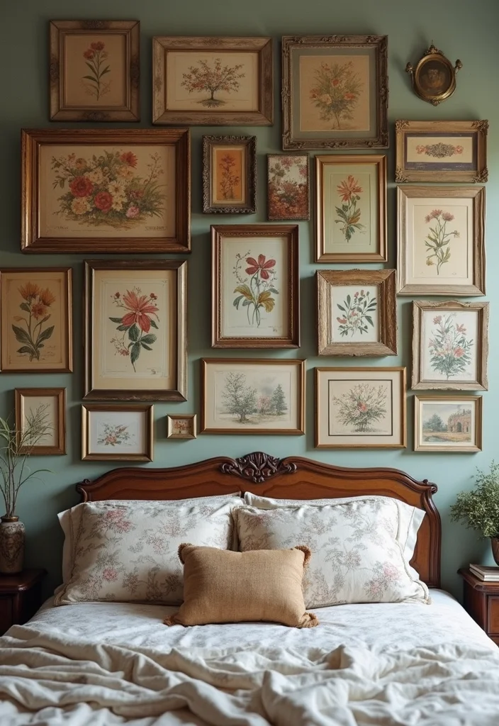 14 Vintage Bedroom Ideas for Timeless Character and Charm 89 14 Vintage Bedroom Ideas for Timeless Character and Charm - 9. Nostalgic Wall Art