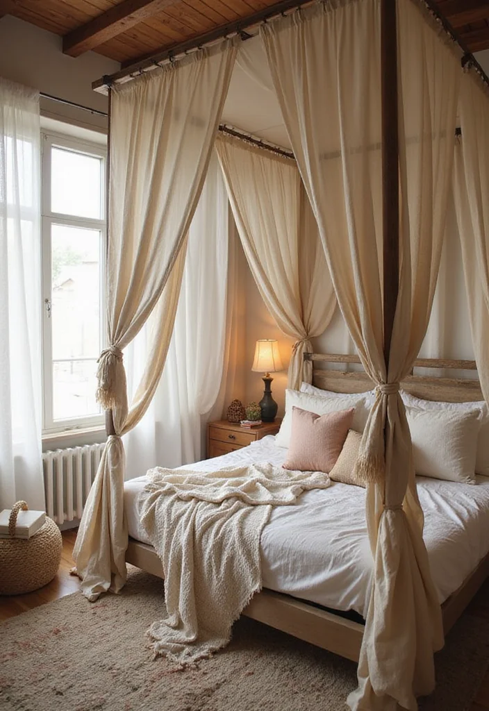15 Boho Bedroom Ideas for Relaxed Warm Textured Comfort 155 15 Boho Bedroom Ideas for Relaxed Warm Textured Comfort - 15. Cozy Canopy Bed