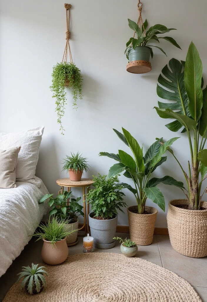 15 Boho Bedroom Ideas for Relaxed Warm Textured Comfort 34 15 Boho Bedroom Ideas for Relaxed Warm Textured Comfort - 4. Indoor Plants Galore