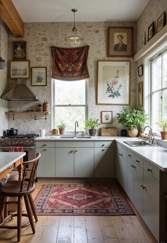 15 Boho Kitchen Ideas for Relaxed Earthy Beautiful Style 45 15 Boho Kitchen Ideas for Relaxed Earthy Beautiful Style 5. A Splash of Art