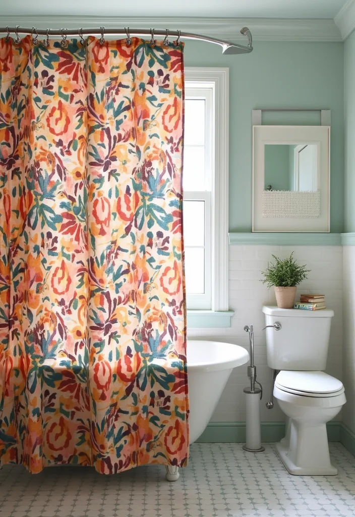 15 Hall Bathroom Ideas for Simple Updates That Improve Every Day 111 15 Hall Bathroom Ideas for Simple Updates That Improve Every Day - 11. Install a Stylish Shower Curtain