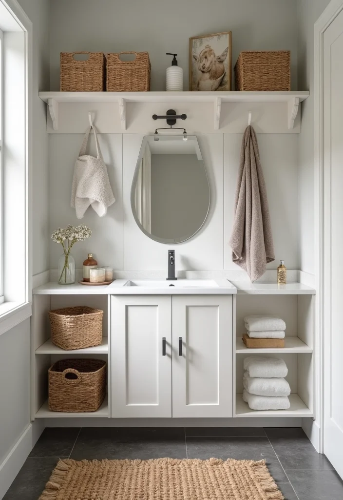 15 Hall Bathroom Ideas for Simple Updates That Improve Every Day 23 15 Hall Bathroom Ideas for Simple Updates That Improve Every Day - 3. Add Functional Storage Solutions