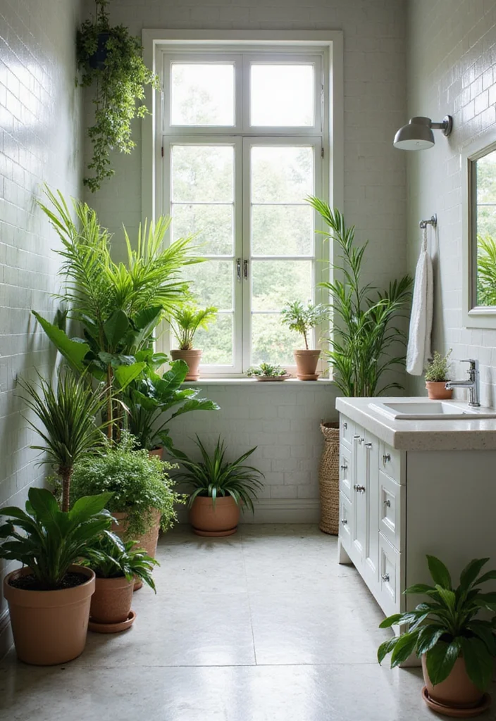 15 Hall Bathroom Ideas for Simple Updates That Improve Every Day 56 15 Hall Bathroom Ideas for Simple Updates That Improve Every Day - 6. Go Green with Plants