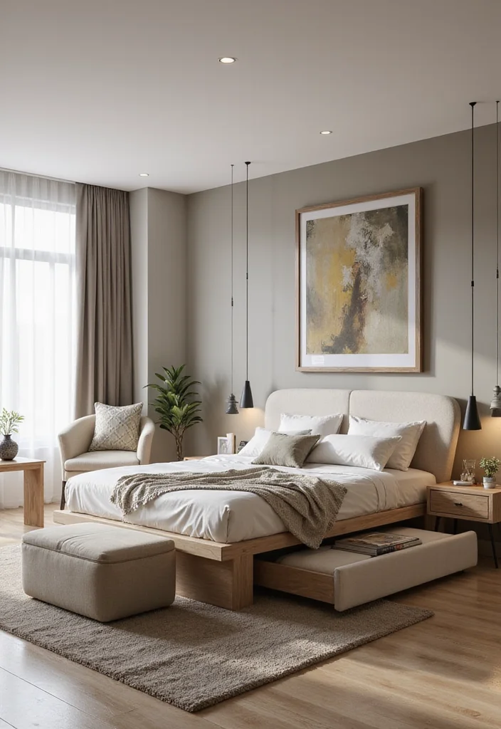 15 Modern Bedroom Ideas for Sleek Calm Cohesive Style 56 15 Modern Bedroom Ideas for Sleek Calm Cohesive Style - 6. Opt for Multi-Functional Pieces