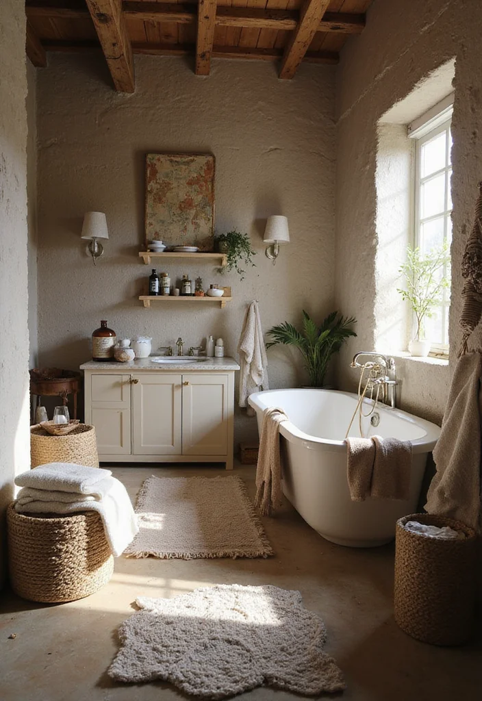 15 Rustic Bathroom Ideas for Warm Natural Comfortable Style 56 15 Rustic Bathroom Ideas for Warm Natural Comfortable Style - 6. Cozy Textiles