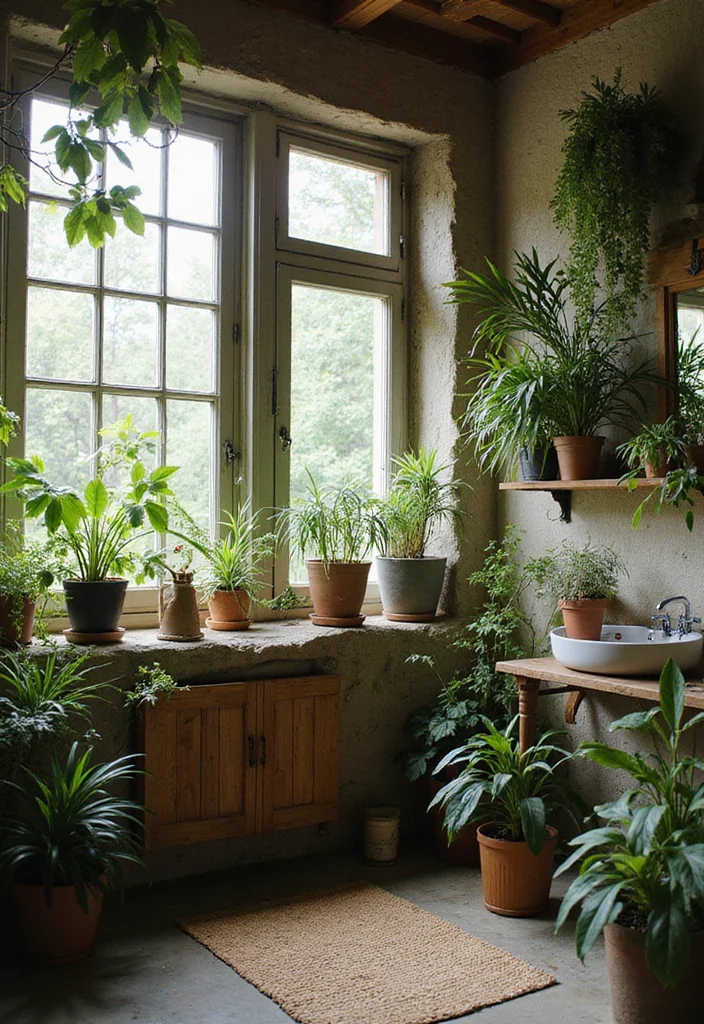 15 Rustic Bathroom Ideas for Warm Natural Comfortable Style 78 15 Rustic Bathroom Ideas for Warm Natural Comfortable Style - 8. Indoor Plants