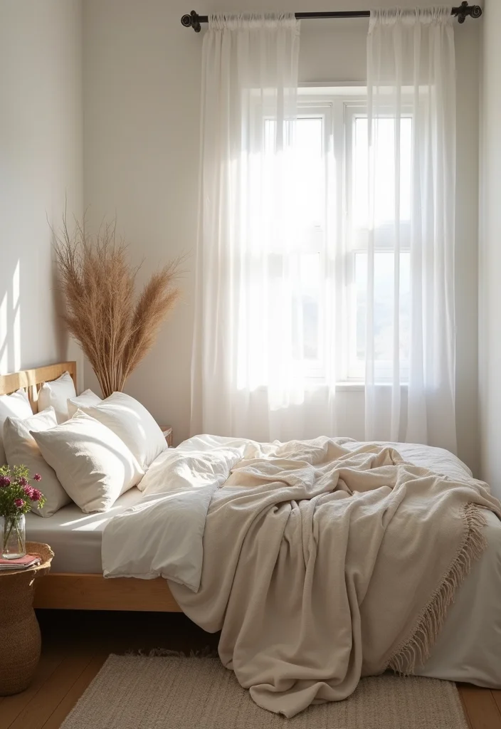 15 Small Bedroom Decor Ideas for More Space and Better Flow 34 15 Small Bedroom Decor Ideas for More Space and Better Flow - 4. Light and Airy Textiles