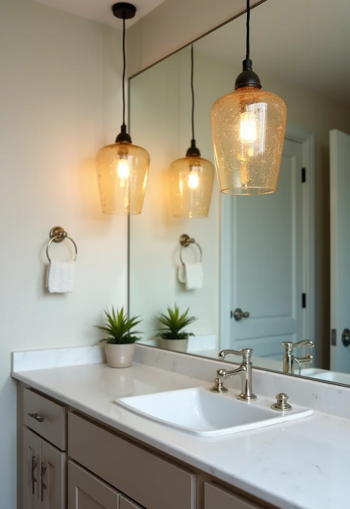 16 Bathroom Lighting Ideas for Better Ambience and Clarity 1 16 Bathroom Lighting Ideas for Better Ambience and Clarity - 1. Recycled Glass Pendant Lights