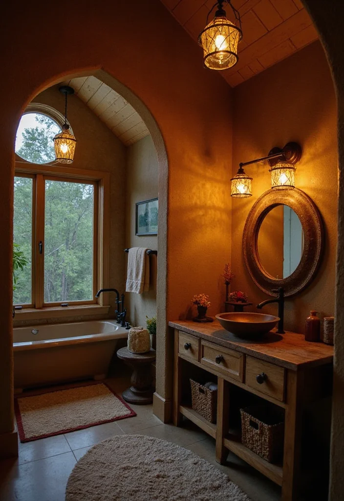 16 Bathroom Lighting Ideas for Better Ambience and Clarity 100 16 Bathroom Lighting Ideas for Better Ambience and Clarity - 10. Rustic Lanterns