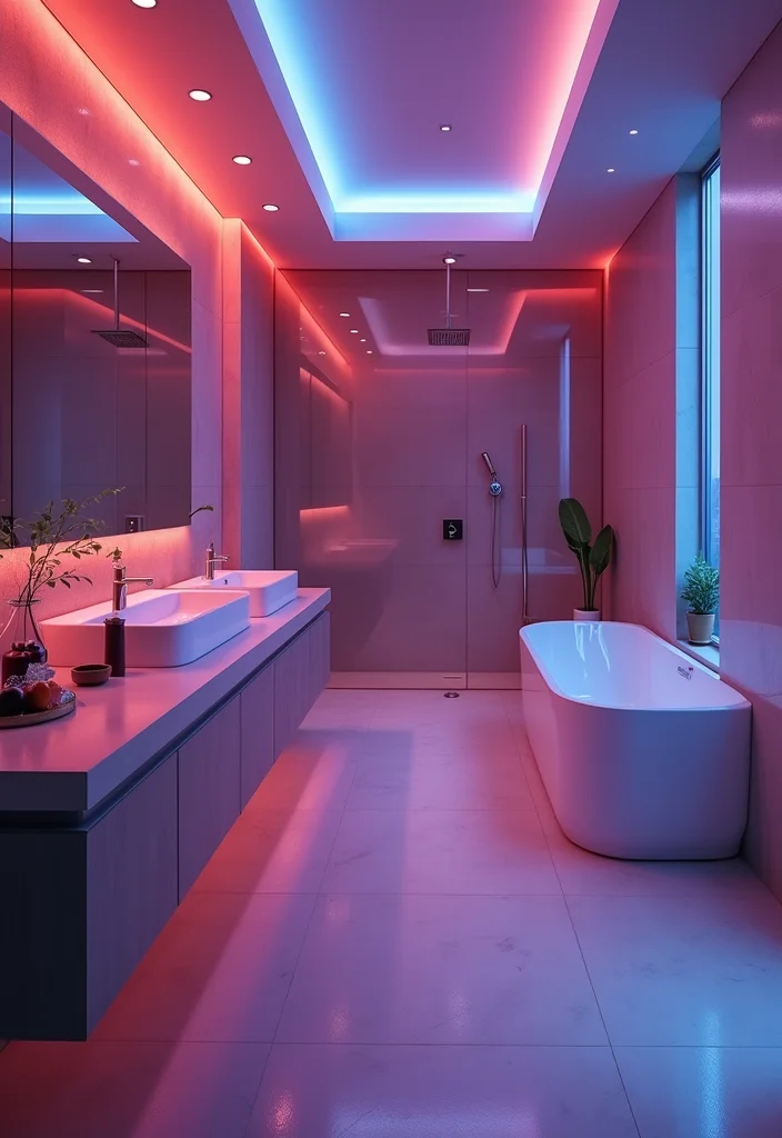 16 Bathroom Lighting Ideas for Better Ambience and Clarity 45 16 Bathroom Lighting Ideas for Better Ambience and Clarity - 5. Smart LED Lighting