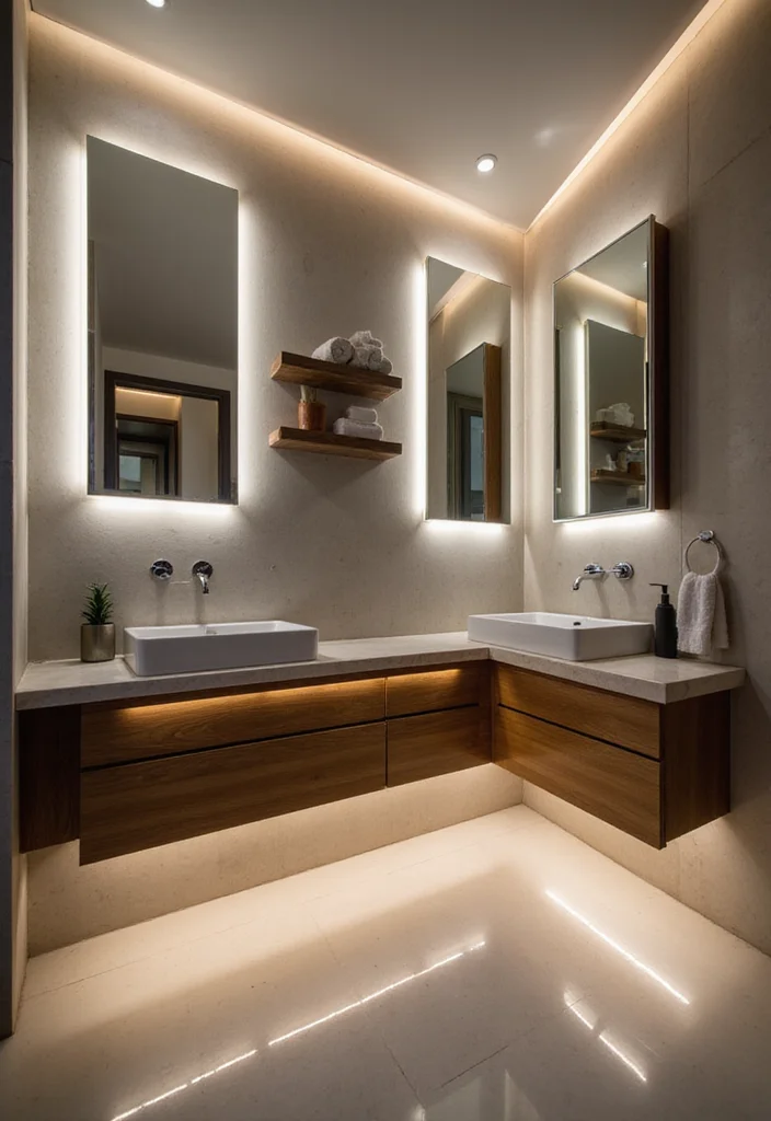 16 Bathroom Lighting Ideas for Better Ambience and Clarity 67 16 Bathroom Lighting Ideas for Better Ambience and Clarity - 7. LED Strip Lighting