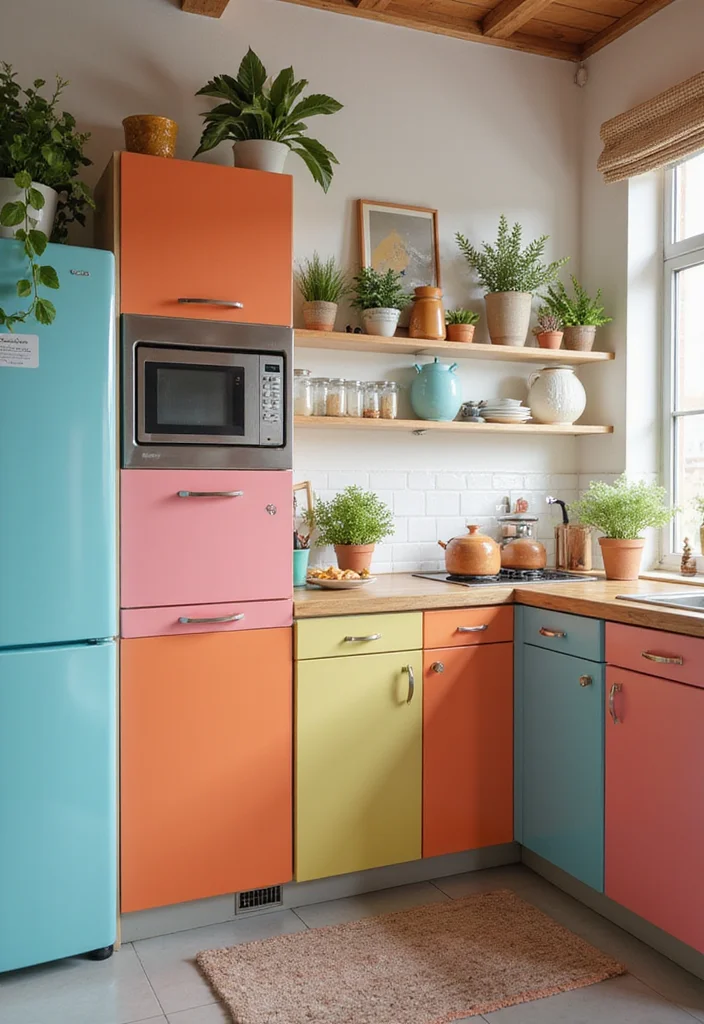 18 Kitchen Ideas for Easy Layout Updates and Modern Style 8. Colorful Appliances
