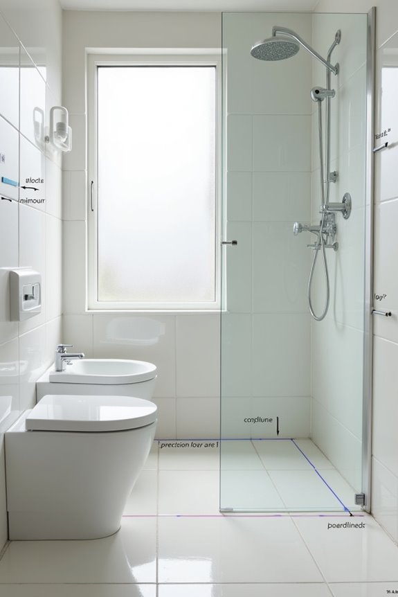 bathroom code minimum clearances and sizes