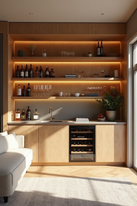 built in bar with integrated storage