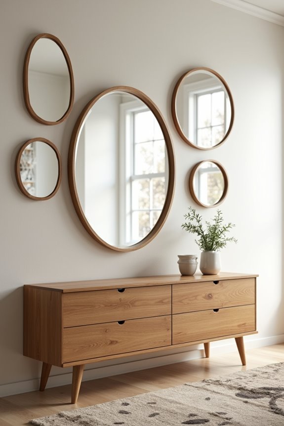 even paired mirrors balance space