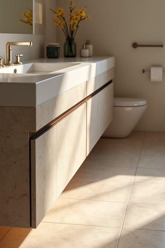 flooring thickness alters vanity height