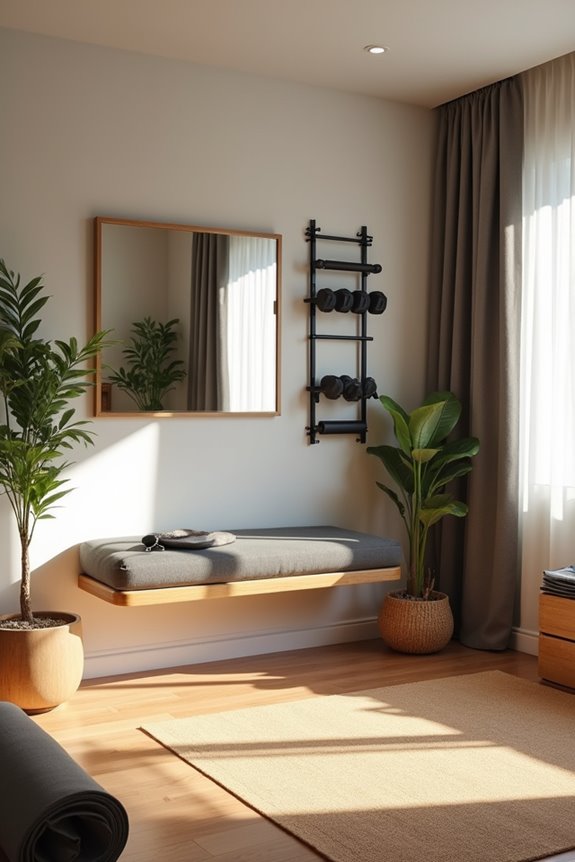 home gym and yoga studio in one space