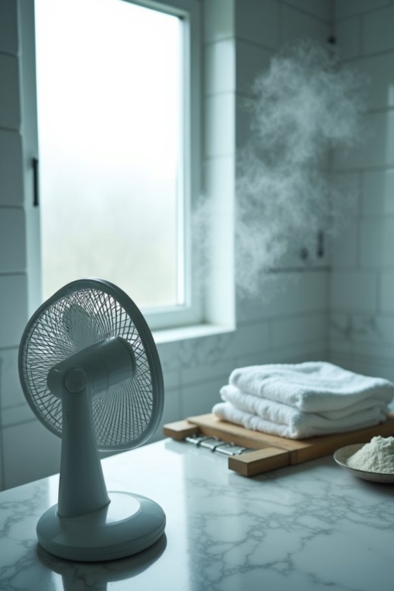 portable fans reduce bathroom moisture quickly