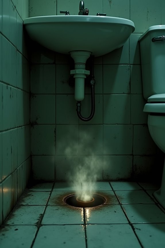 sewer gas escaping through dry p trap